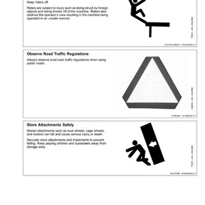 K&ouml;nnte beinhalten: Sicherheitsinformationsblatt mit drei Sicherheitshinweisen. Der erste zeigt eine Person, die von einer Plattform f&auml;llt. Der zweite ist ein wei&szlig;es Dreieck mit schwarzem Rand. Der dritte zeigt eine Person und einen Pfeil.