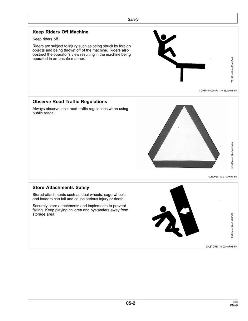 K&ouml;nnte beinhalten: Sicherheitsinformationsblatt mit drei Sicherheitshinweisen. Der erste zeigt eine Person, die von einer Plattform f&auml;llt. Der zweite ist ein wei&szlig;es Dreieck mit schwarzem Rand. Der dritte zeigt eine Person und einen Pfeil.