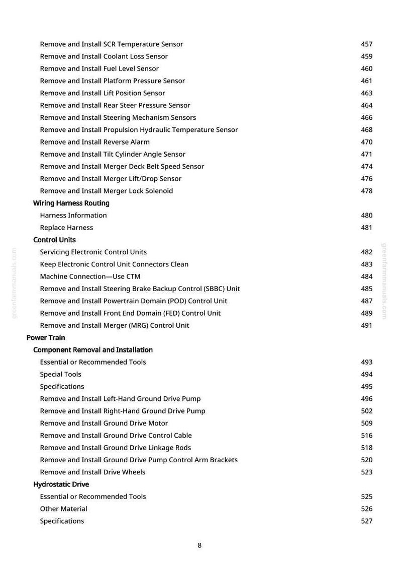 May include: A white page with a list of automotive repair procedures, including sensor installation and control unit servicing. The text is black and organized in a numbered format, with a website address at the bottom.
