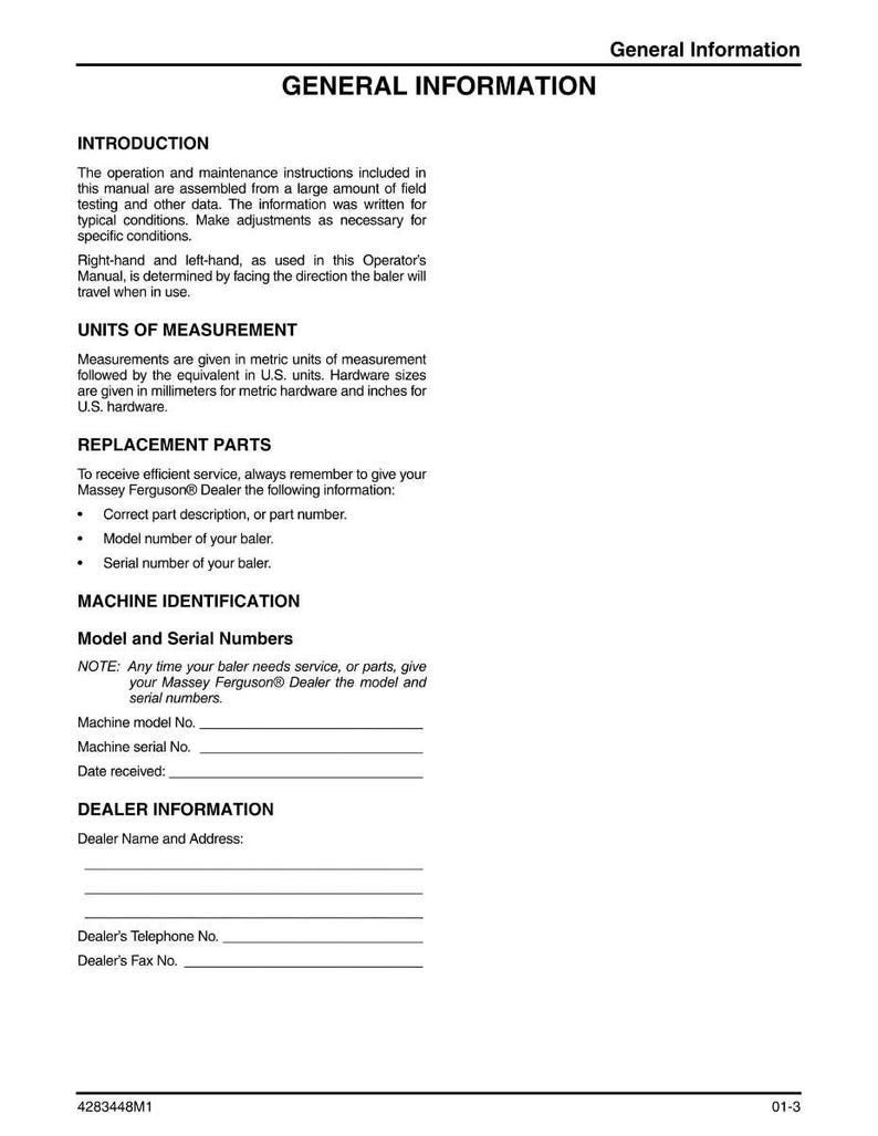 Massey ferguson 1841 Small square baler Service Manual PDF | Workshop Repair | Instant Download image 7