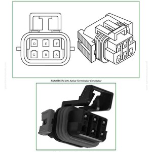 May include: Diagram of an active terminator connector, labeled X6514. The image shows a 3D isometric view and a front view of the connector, along with a photograph of the physical component. The connector has multiple pins labeled A through F.