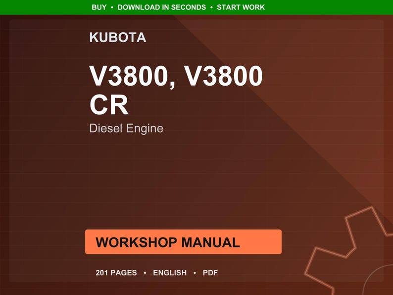 Kubota V3800 cr Dieselmotor Werkstatt-Handbuch PDF | Service Reparatur | Sofort Download Bild 1