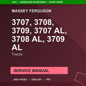 Massey ferguson 3707 3708 3709 Al alpine Tractor Service Manual PDF | Workshop Repair | Instant Download image 1