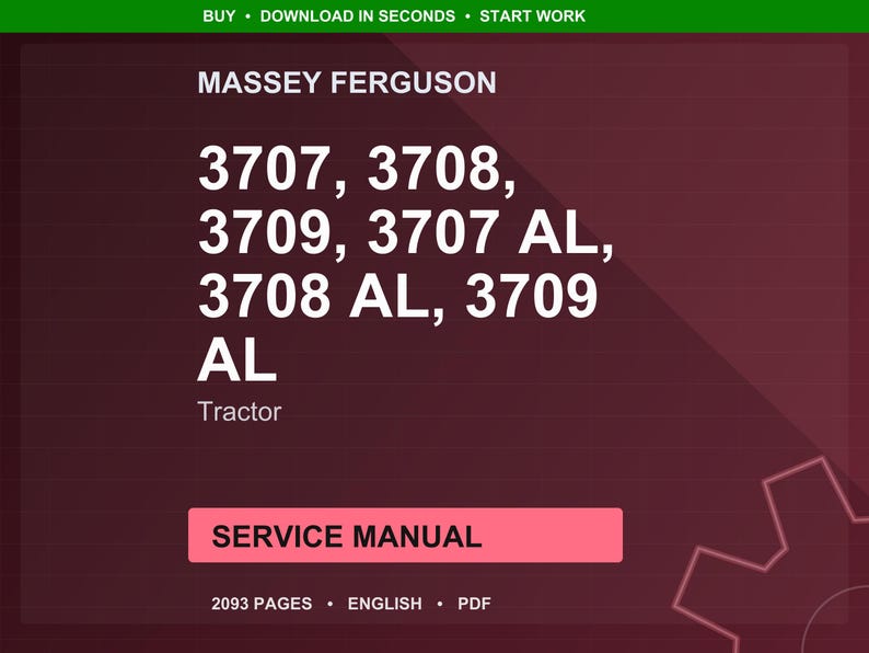 Massey ferguson 3707 3708 3709 Al alpine Tractor Service Manual PDF | Workshop Repair | Instant Download image 1