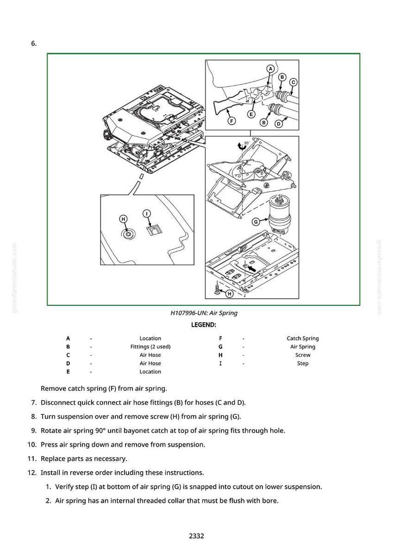 May include: Diagram of an air spring assembly with labeled components and instructions. The image includes detailed illustrations of parts, fittings, and steps for maintenance and repair, with a legend for easy identification.
