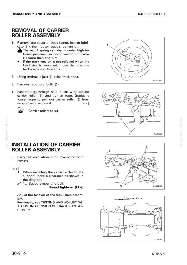 Pu&ograve; includere: Diagramma da un manuale che illustra la rimozione e l'installazione di un gruppo rulli portanti. Include illustrazioni del processo, con istruzioni testuali e misure in millimetri.