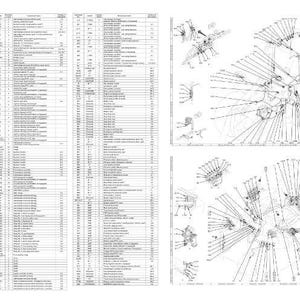 Peut inclure: Un dessin technique d&eacute;taill&eacute; avec plusieurs diagrammes et un grand tableau de donn&eacute;es. Les diagrammes pr&eacute;sentent des motifs radiaux avec des lignes et des formes. Le tableau contient des lignes et des colonnes de texte et de chiffres, en noir et blanc.