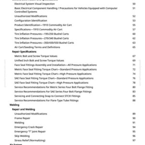 K&ouml;nnte beinhalten: Eine Seite aus einem Handbuch mit Inhaltsverzeichnis. Das Dokument listet Themen wie "Getriebe&ouml;l", "Reparaturangaben" und "Schwei&szlig;en" auf. Seitenzahlen sind auf der rechten Seite aufgef&uuml;hrt.