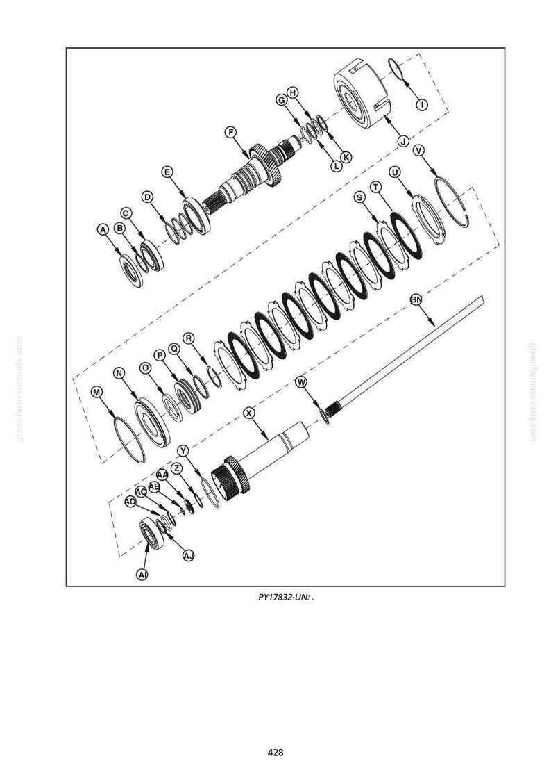 May include: An exploded diagram of mechanical components, including gears, bearings, and various circular and cylindrical parts. The image is a technical illustration, likely for a repair manual or parts catalog.