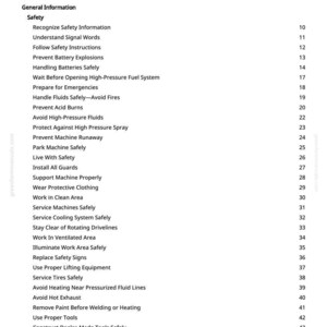 K&ouml;nnte beinhalten: Eine wei&szlig;e Seite mit einem Inhaltsverzeichnis aus einem Handbuch. Der Titel lautet "Inhaltsverzeichnis". Die Tabelle listet Sicherheitsthemen wie "Batterieexplosionen verhindern" und "Hochdruckfl&uuml;ssigkeiten vermeiden" auf.