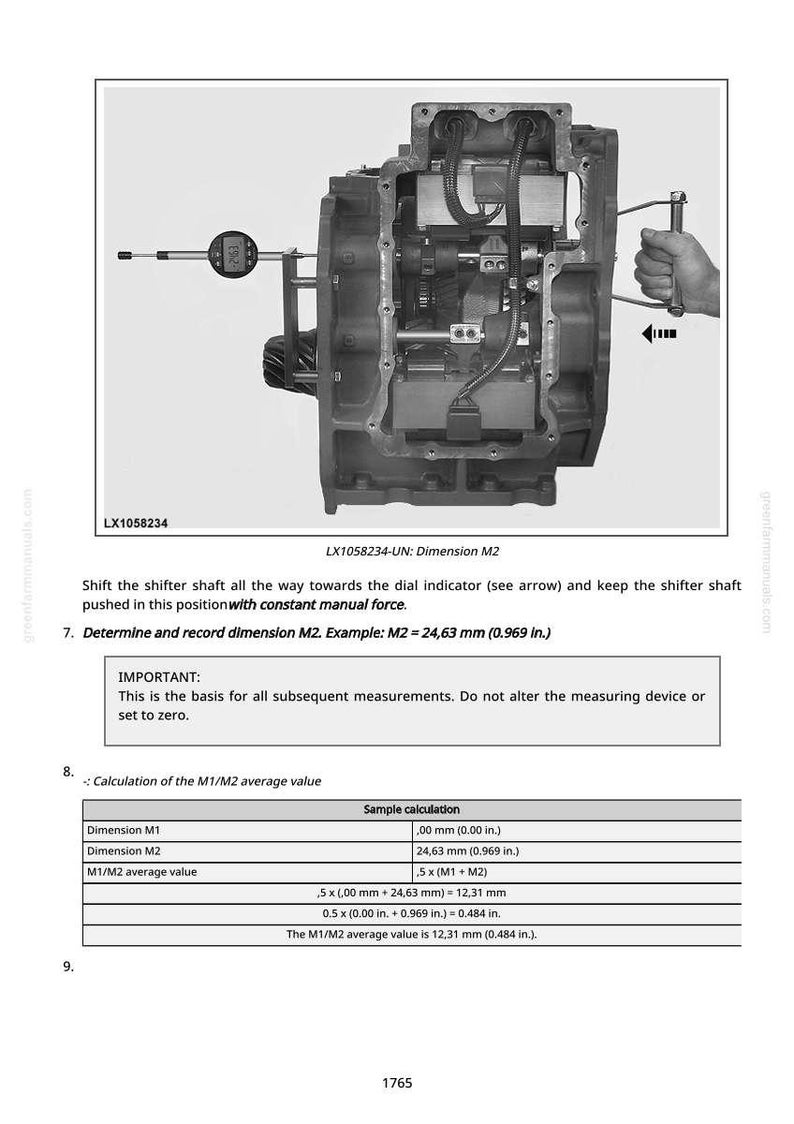 May include: Diagram of a mechanical component with a dial indicator measuring a dimension. The text indicates a measurement of 24.63 mm (0.969 in.). The image is a technical illustration.