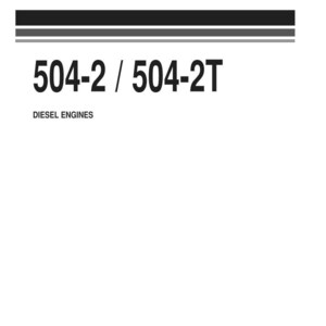 May include: A white workshop manual cover with black text. The title "WORKSHOP MANUAL" is at the top, followed by the numbers "504-2 / 504-2T" and the words "DIESEL ENGINES". The Komatsu logo is at the bottom.