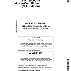 John Deere 956, 946 Mower Operator Manual PDF | Owners Guide | Instant Download image 2