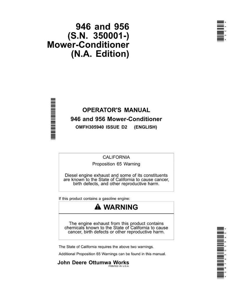 John Deere 956, 946 Mower Operator Manual PDF | Owners Guide | Instant Download image 2