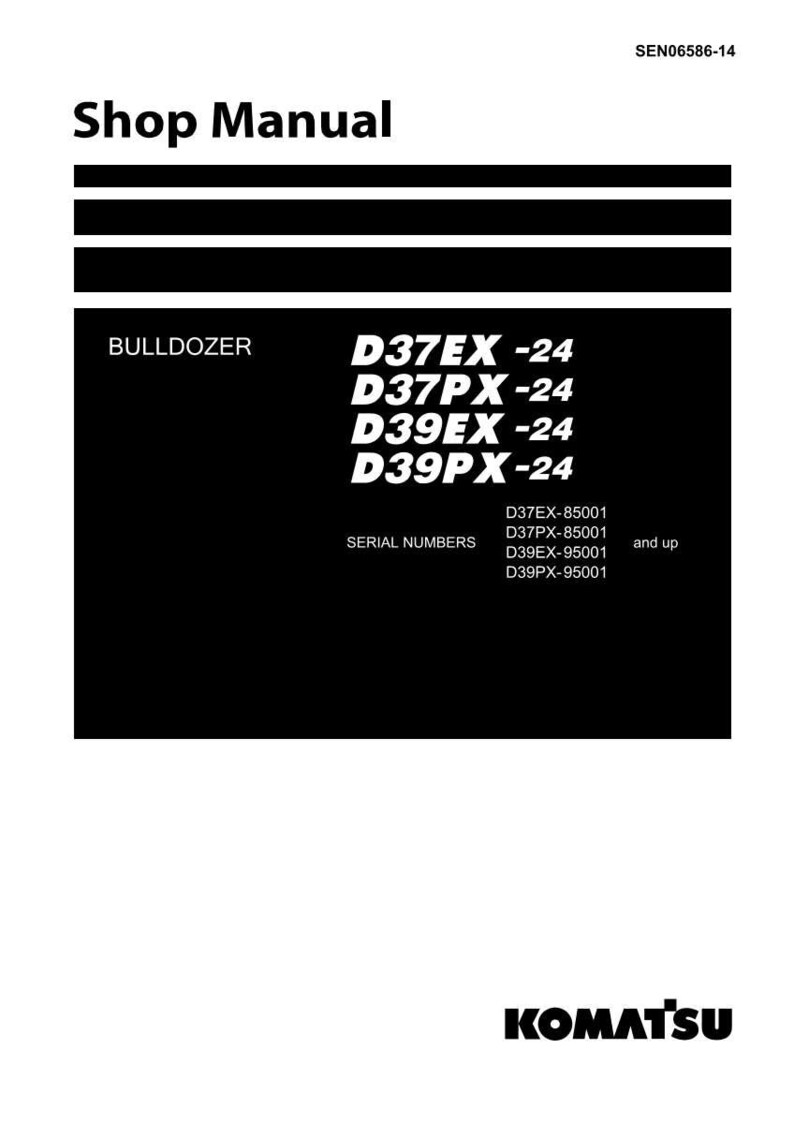 May include: A black and white shop manual for a bulldozer. The manual includes the text "Shop Manual" and "BULLDOZER" along with model numbers D37EX-24, D37PX-24, D39EX-24, and D39PX-24. The Komatsu logo is at the bottom.
