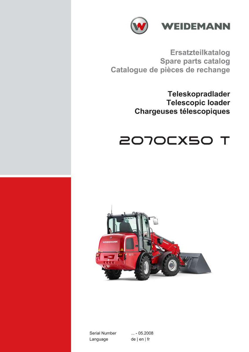 Weidemann 2070Cx50 t Teleskoplastare Reservdelsmanual PDF | Illustrerad katalog | Direktnedladdning bild 2