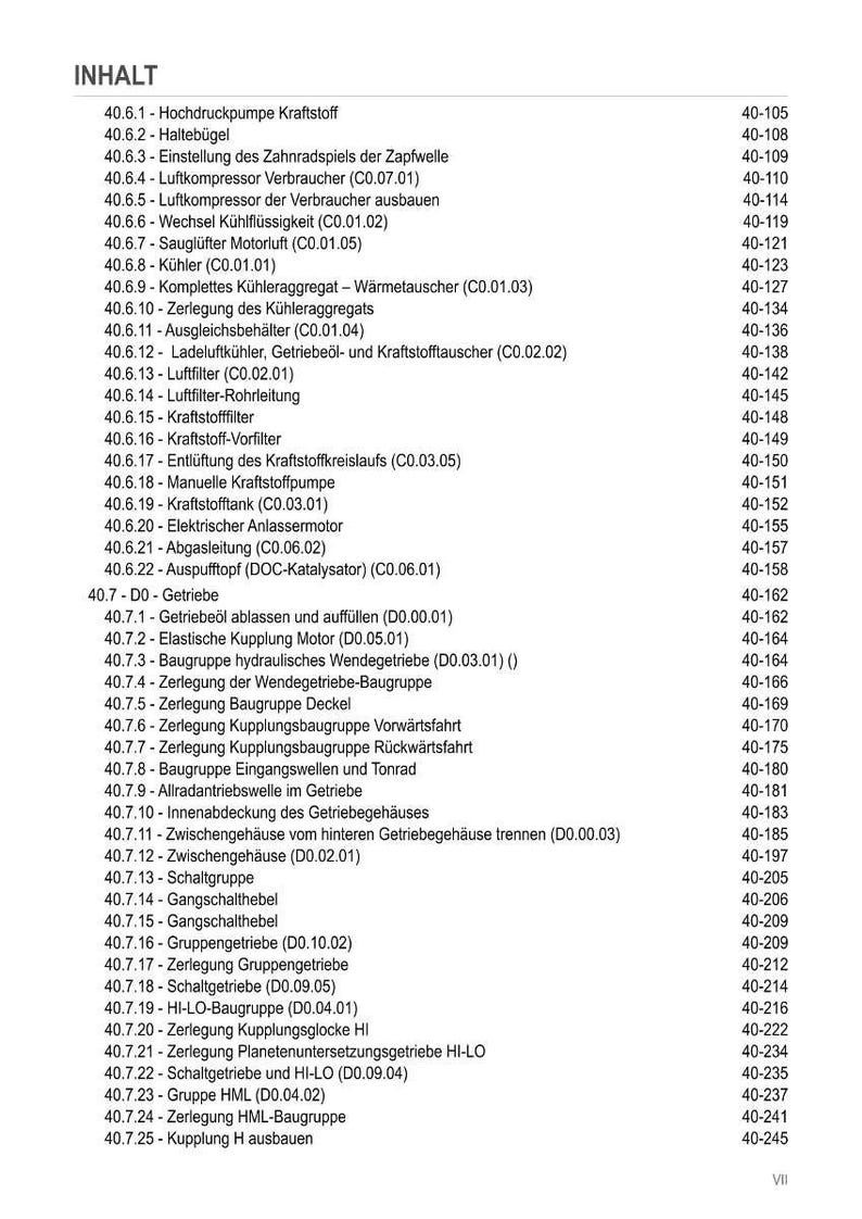 May include: A technical document titled "INHALT" (Contents) detailing automotive components and procedures, such as fuel pumps, filters, and transmission parts. The document is in German.