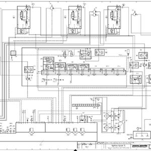 Pu&ograve; includere: Un diagramma tecnico dettagliato in bianco e nero, con una complessa rete di linee, simboli e testo. Il diagramma mostra vari componenti interconnessi da linee, probabilmente uno schema o un progetto di un sistema elettrico o meccanico.