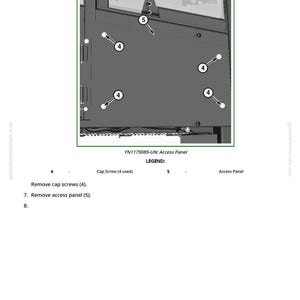 Puede incluir: Diagrama de un panel de acceso con flechas que se&ntilde;alan los tornillos y el panel de acceso. El texto incluye "Retire los tornillos" y "Retire el panel de acceso". El n&uacute;mero de modelo es YN1179089-UN.