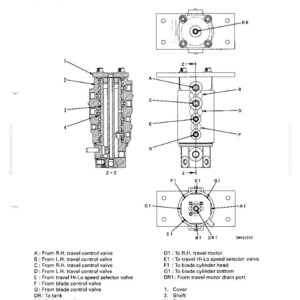 May include: Technical diagram of a PC30MRX-1 center swivel joint, labeled with letters and numbers. Includes cross-sectional views and detailed component breakdowns. Text includes "STRUCTURE AND FUNCTION" and "CENTER SWIVEL JOINT".