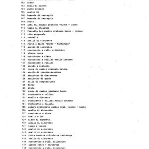 Pu&ograve; includere: Un diagramma tecnico dettagliato con testo in italiano, che elenca vari componenti meccanici. Il diagramma include etichette per parti come cuscinetti, anelli e ingranaggi, con un focus su componenti automobilistici o di macchinari.