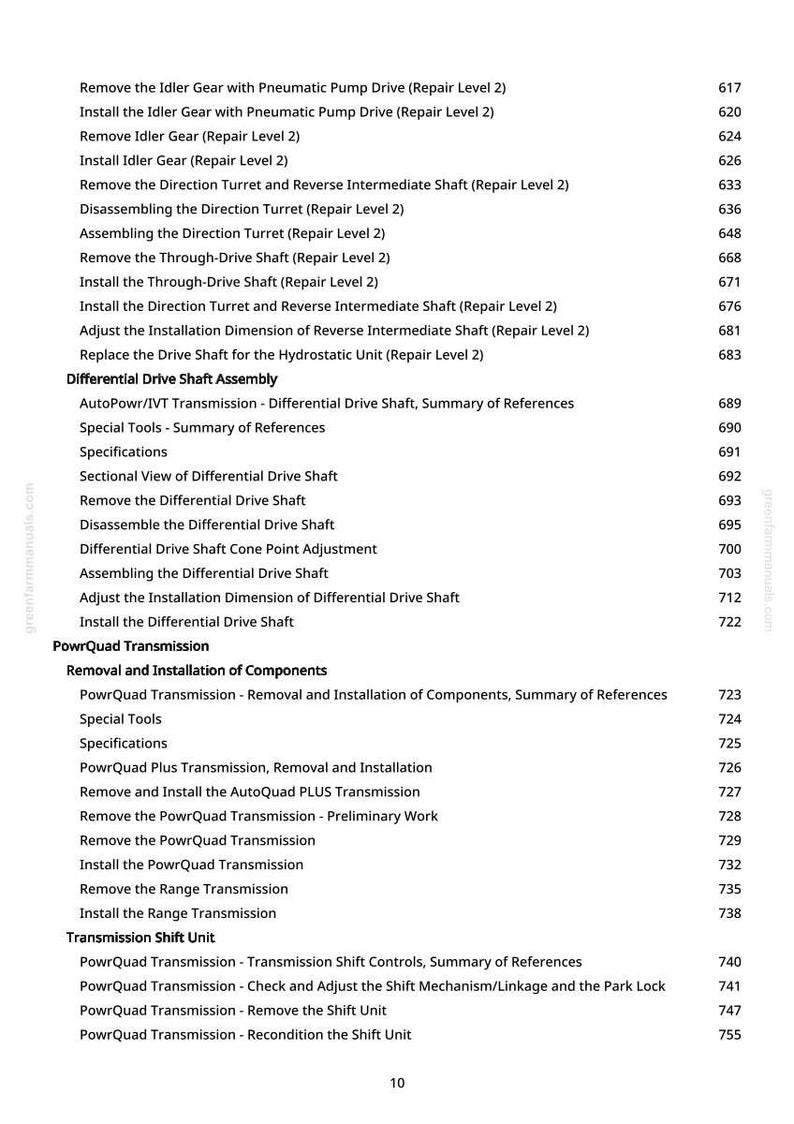 May include: A manual page detailing mechanical procedures, including "Idler Gear" and "Direction Turret" operations, alongside page numbers. The text is in black font on a white background.