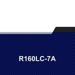 May include: A service manual with the text "SERVICE MANUAL" in bold, black letters at the top. Below, a dark blue background with white diagonal lines and the text "R160LC-7A" in white.