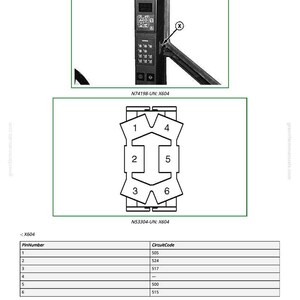 Op de afbeelding: Diagram van een X604-snelheidsregelaar voor de ventilator, inclusief een bedieningspaneel, een connectordiagram met genummerde pinnen en een tabel met pinnummers en circuitcodes. Tekst: "X604 - Fan Speed Adjust Switch."