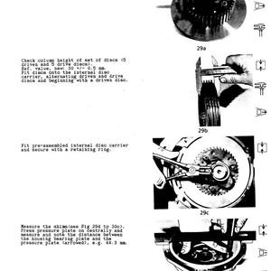 May include: Technical diagram with instructions for mechanical assembly. Includes close-up images of parts being measured with calipers and assembled with tools. Text instructions detail measurements in millimeters.