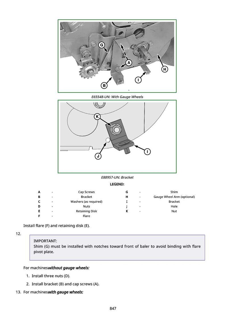 May include: Diagram of agricultural machinery components, including brackets, screws, and nuts. The image features detailed illustrations with labels and a legend, providing instructions for assembly and installation of parts.