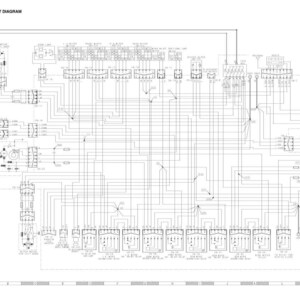 K&ouml;nnte beinhalten: Ein detailliertes schwarz-wei&szlig;es elektrisches Schaltbild mit der Bezeichnung "CAB ELECTRICAL CIRCUIT DIAGRAM". Das Diagramm zeigt zahlreiche miteinander verbundene Komponenten, Linien und Textbeschriftungen, die das Verdrahtungslayout veranschaulichen.