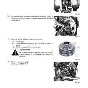 May include: Technical diagram with instructions for automotive repair. Includes images of mechanical components, diagrams, and text in French. The images show various parts of a vehicle's rear axle and related components.