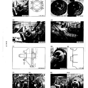 May include: Technical diagrams of mechanical components, including gears, shafts, and circular parts. The images are in black and white, with labels and measurements. The diagrams are from a manual.