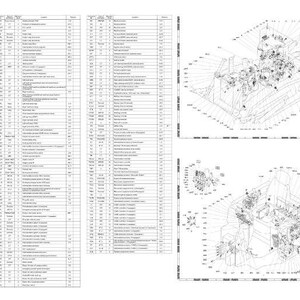 Pu&ograve; includere: Un diagramma tecnico dettagliato in bianco e nero. L'immagine include un elenco di parti a sinistra e diverse viste isometriche di componenti meccanici a destra. Le illustrazioni sono dettagliate.