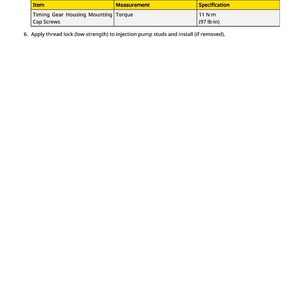 May include: A page from a manual with instructions for automotive repair. The text includes steps for replacing O-rings, applying a gasket, and tightening cap screws. A table specifies torque at 11 N-m (97 lb-in).