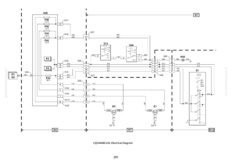 May include: A detailed electrical diagram with various components, including fuses, relays, and switches, interconnected by lines. The diagram includes text labels and numerical designations for each component, with a title at the bottom.