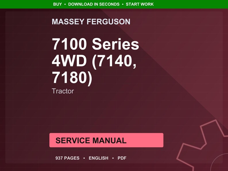 Massey ferguson 7100 Series 4wd 7140 7180 Tractor Service Manual PDF | Workshop Repair | Instant Download image 1