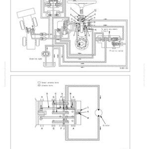 May include: Diagram of an orbit-roll valve, showing the structure, function, and maintenance standard. The image includes a steering wheel diagram and a detailed schematic of the valve's internal components, with labels and arrows.
