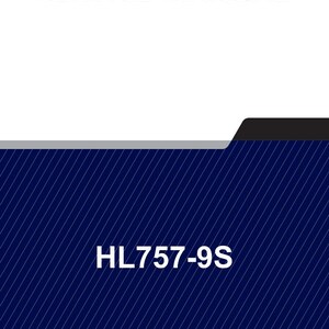 Puede incluir: Un manual de servicio con el texto "SERVICE MANUAL" en letras blancas en negrita en la parte superior. La parte inferior de la imagen tiene el texto "HL757-9S" en blanco. El fondo es azul oscuro con l&iacute;neas diagonales blancas.