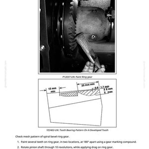 K&ouml;nnte beinhalten: Abbildung eines lackierten Zahnrads mit einem Diagramm der Zahntragbilder. Das Diagramm enth&auml;lt Messungen: 15 mm min, 25 mm min, 0,8-1,7 mm und 6 mm max.