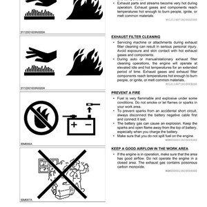 Puede incluir: Hoja de informaci&oacute;n de seguridad con s&iacute;mbolos de advertencia. Incluye una mano cerca de las llamas, una llama tachada y una bater&iacute;a con signos m&aacute;s y menos. El texto incluye "Evite el escape caliente" y "Prevenga un incendio".