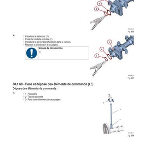 May include: Technical diagram showing mechanical components with labels and instructions. Includes close-ups of parts with numbered annotations, pliers, and text in French. The image is an illustration for automotive or machinery repair.