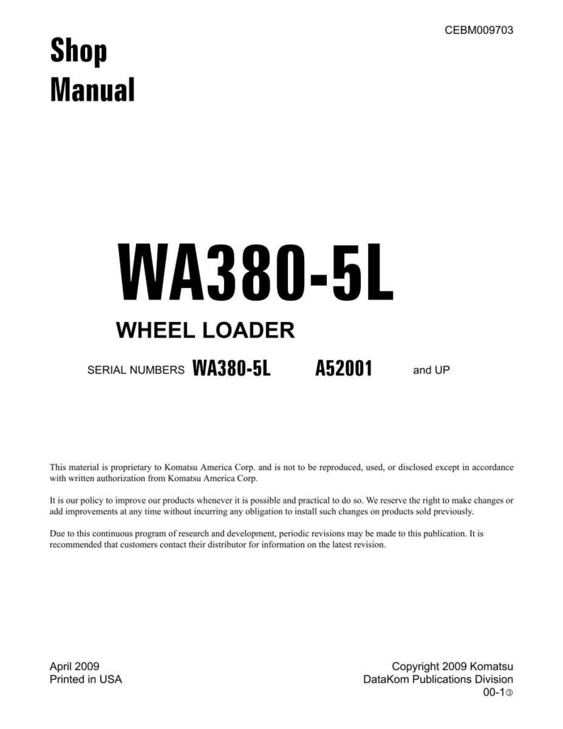 Komatsu Wa380-5L lastare servicemanual PDF | Verkstadsreparation | Direktnedladdning bild 3