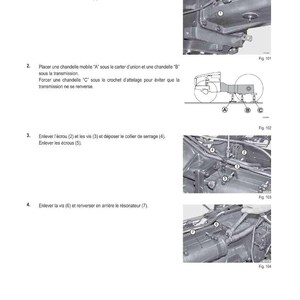 May include: Technical manual page with diagrams and instructions for separating a transmission. Includes illustrations of mechanical components, labeled with numbers and letters, and step-by-step procedures. The text is in French.