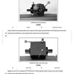 Peut inclure: Diagramme de composants m&eacute;caniques, dont un support de capteur et un bouchon de vidange de carter d'engrenage. L'image comprend les &eacute;tiquettes A et B, et du texte indiquant les pi&egrave;ces et leurs fonctions. Le texte comprend des mesures en mm.