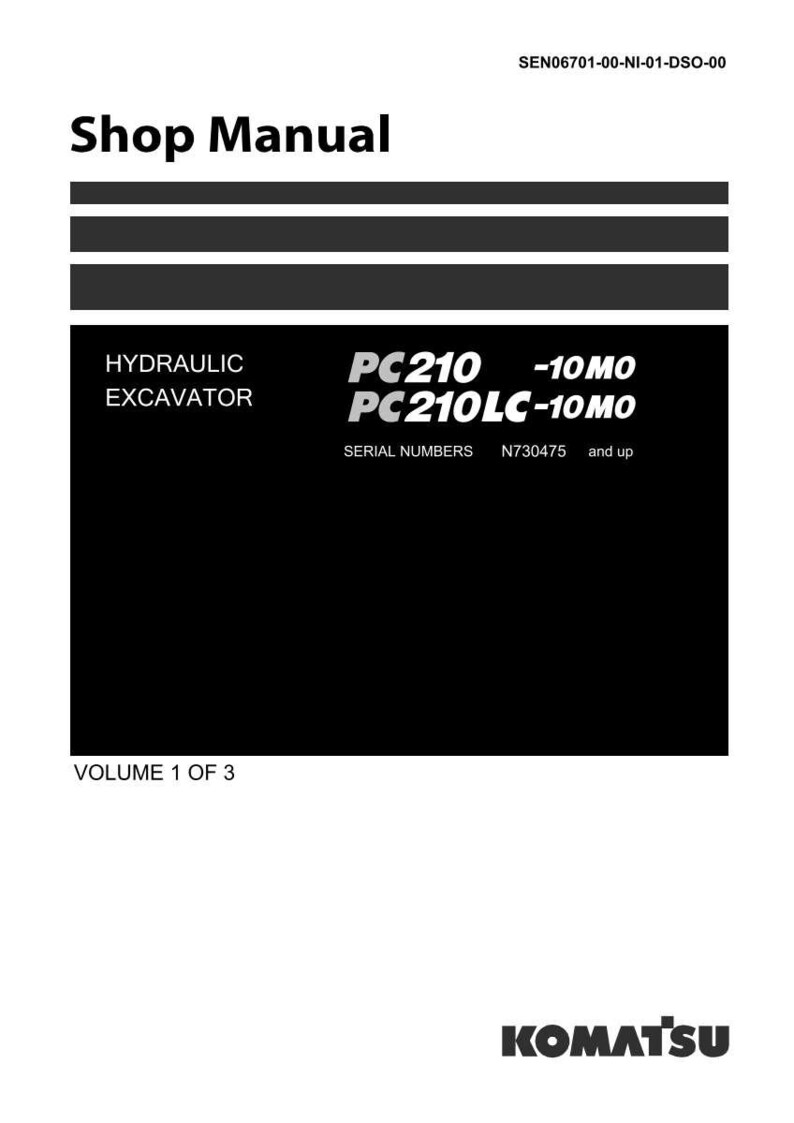 May include: A white shop manual cover with black text and graphics. The title "Shop Manual" is at the top. The manual is for a hydraulic excavator, PC210 and PC210LC models. The serial numbers start at N730475. The volume is 1 of 3.