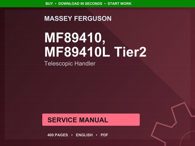 Massey ferguson Mf89410 mf89410l tier2 Telescopic handler Service Manual PDF | Workshop Repair | Instant Download image 1