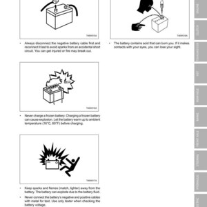 Pode incluir: Uma p&aacute;gina de um manual intitulada "Seguran&ccedil;a em Primeiro Lugar - Dicas de Seguran&ccedil;a" com ilustra&ccedil;&otilde;es e texto sobre seguran&ccedil;a da bateria. As ilustra&ccedil;&otilde;es mostram como manusear uma bateria para evitar ferimentos, inc&ecirc;ndios ou explos&otilde;es. O texto inclui avisos e precau&ccedil;&otilde;es de seguran&ccedil;a.