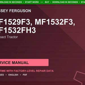 Massey ferguson Mf1529f3 mf1532f3 mf1532fh3 Compact tractor Service Manual PDF | Workshop Repair | Instant Download
