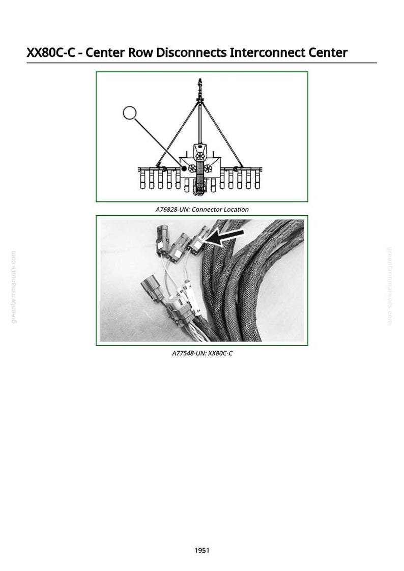Puede incluir: Diagrama de un centro de interconexi&oacute;n con detalles de la ubicaci&oacute;n del conector. La imagen incluye un esquema y una fotograf&iacute;a de los componentes, etiquetados con texto para su identificaci&oacute;n. El texto incluye "XX80C-C" y "A76828-UN".